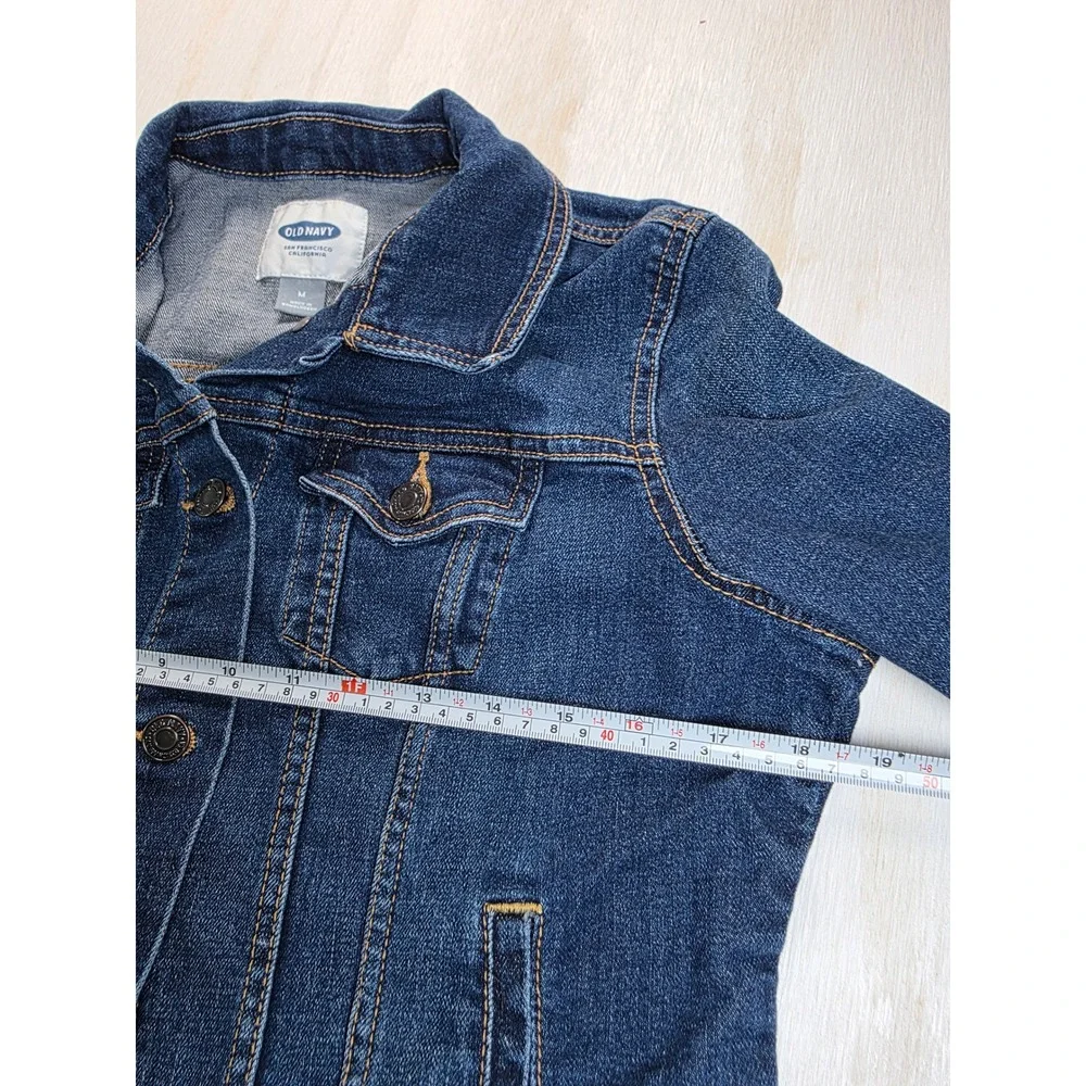 Old Navy Kids Denim Trucker Jacket Dark Wash Blue Size M Boho Western Classic